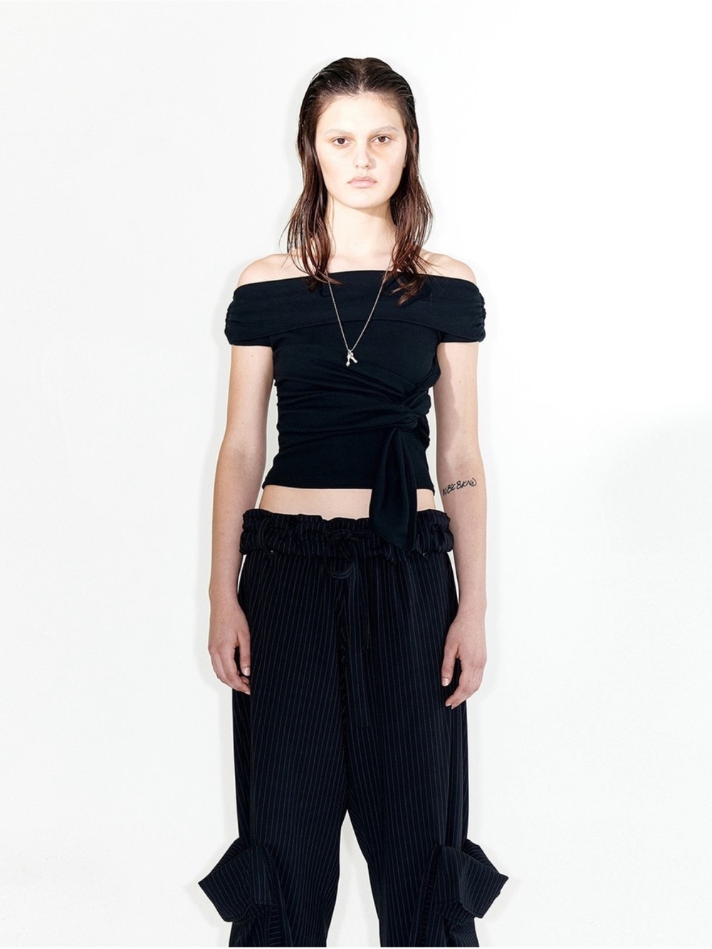 NWT Open Yy Product Knotted Off Shoulder Top Sz 2